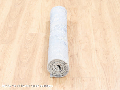 Grey 3'1" x 5'1" Modern / Contemporary Hand knotted Wool/Silk Rug - Sku: O062435