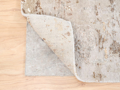 Modern / Contemporary hand-knotted wool/silk runner in Beige, 2'9" x 10' — SKU O062437 (view 3)