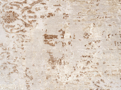 Modern / Contemporary hand-knotted wool/silk runner in Beige, 2'9" x 10' — SKU O062437 (view 5)