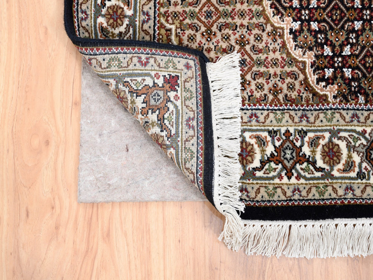 Tabriz Fine Oriental hand-knotted wool rug in Black & Ivory, 3'10" x 6' — SKU O062488 (view 3)