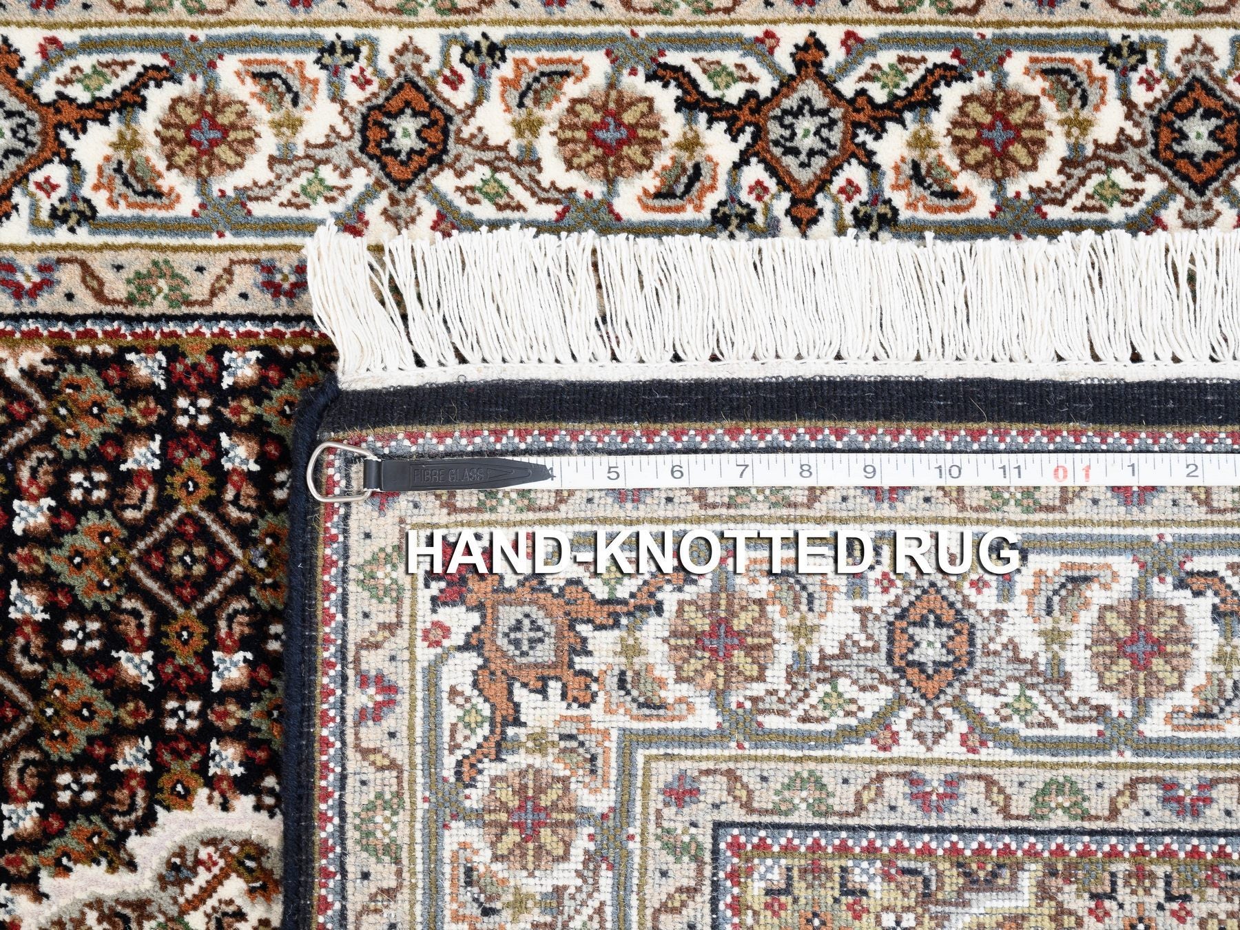 Tabriz Fine Oriental hand-knotted wool rug in Black & Ivory, 3'10" x 6' — SKU O062488 (view 8)