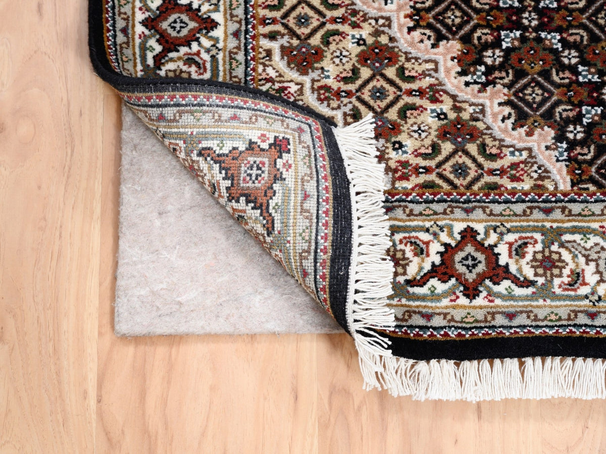 Tabriz Fine Oriental hand-knotted wool rug in Black & Ivory, 2'10" x 5'4" — SKU O062532 (view 3)