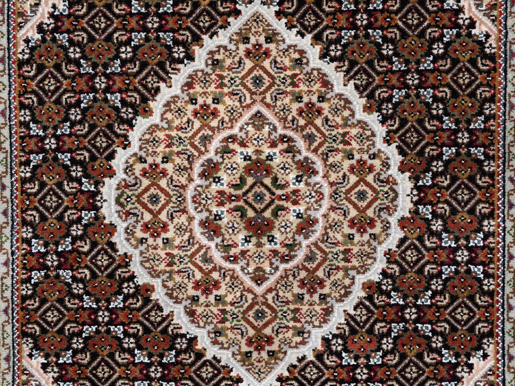 Tabriz Fine Oriental hand-knotted wool rug in Black & Ivory, 2'10" x 5'4" — SKU O062532 (view 5)
