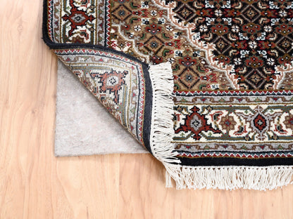 Tabriz Fine Oriental hand-knotted wool rug in Black & Ivory, 3'2" x 5'6" — SKU O062533 (view 3)