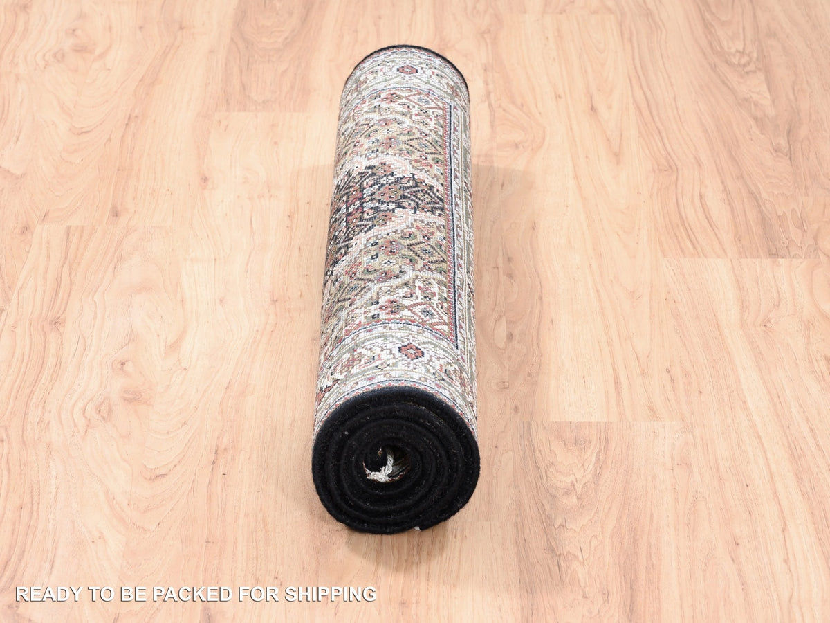Tabriz Fine Oriental hand-knotted wool rug in Black & Ivory, 3'2" x 5'6" — SKU O062533 (view 6)