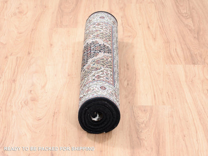 Tabriz Fine Oriental hand-knotted wool rug in Black & Ivory, 3'2" x 5'6" — SKU O062533 (view 6)