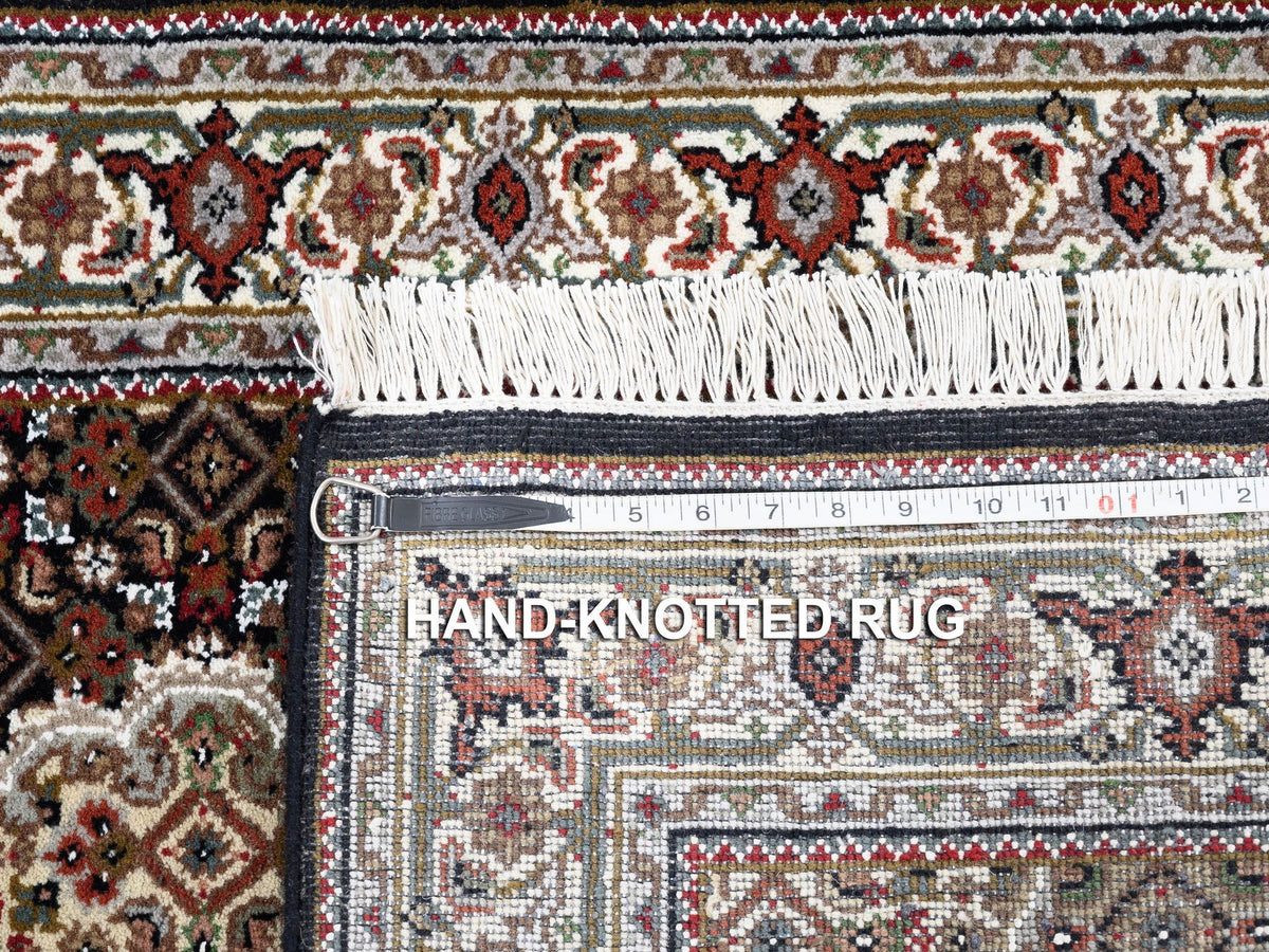 Tabriz Fine Oriental hand-knotted wool rug in Black & Ivory, 3'2" x 5'6" — SKU O062533 (view 8)