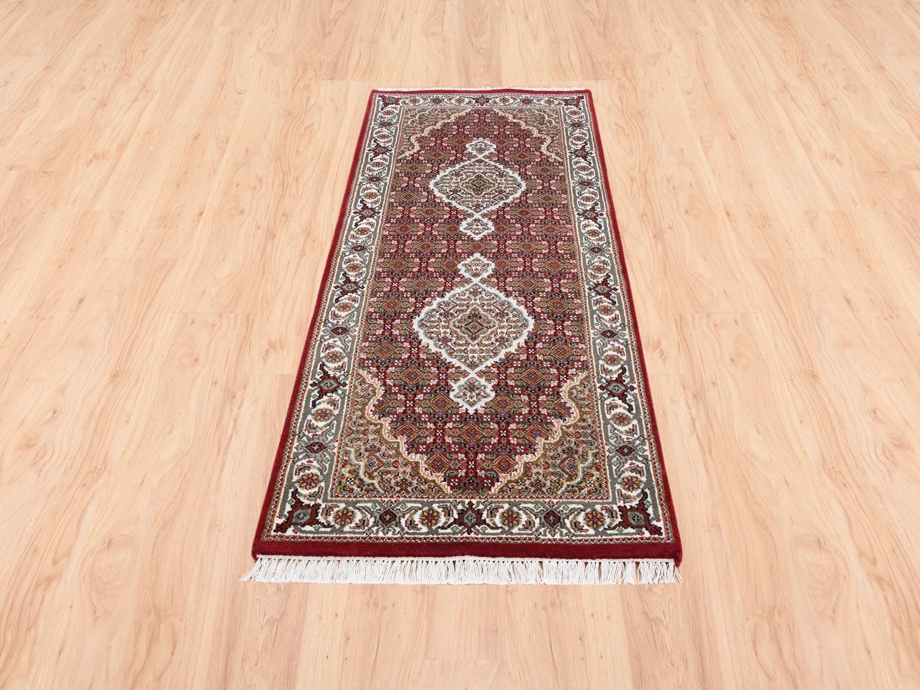 Red 2'7" x 6'8" Traditional Hand knotted Wool Rug - Sku: O062537