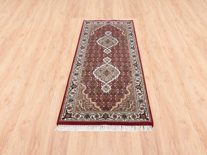 Red 2'7" x 6'8" Traditional Hand knotted Wool Rug - Sku: O062537