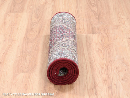Red 2'7" x 6'8" Traditional Hand knotted Wool Rug - Sku: O062537
