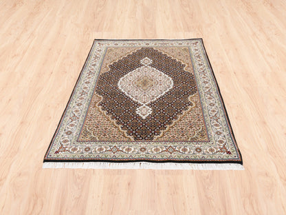 Tabriz Fine Oriental hand-knotted wool rug in Black & Ivory, 3'10" x 6' — SKU O062619 (view 2)