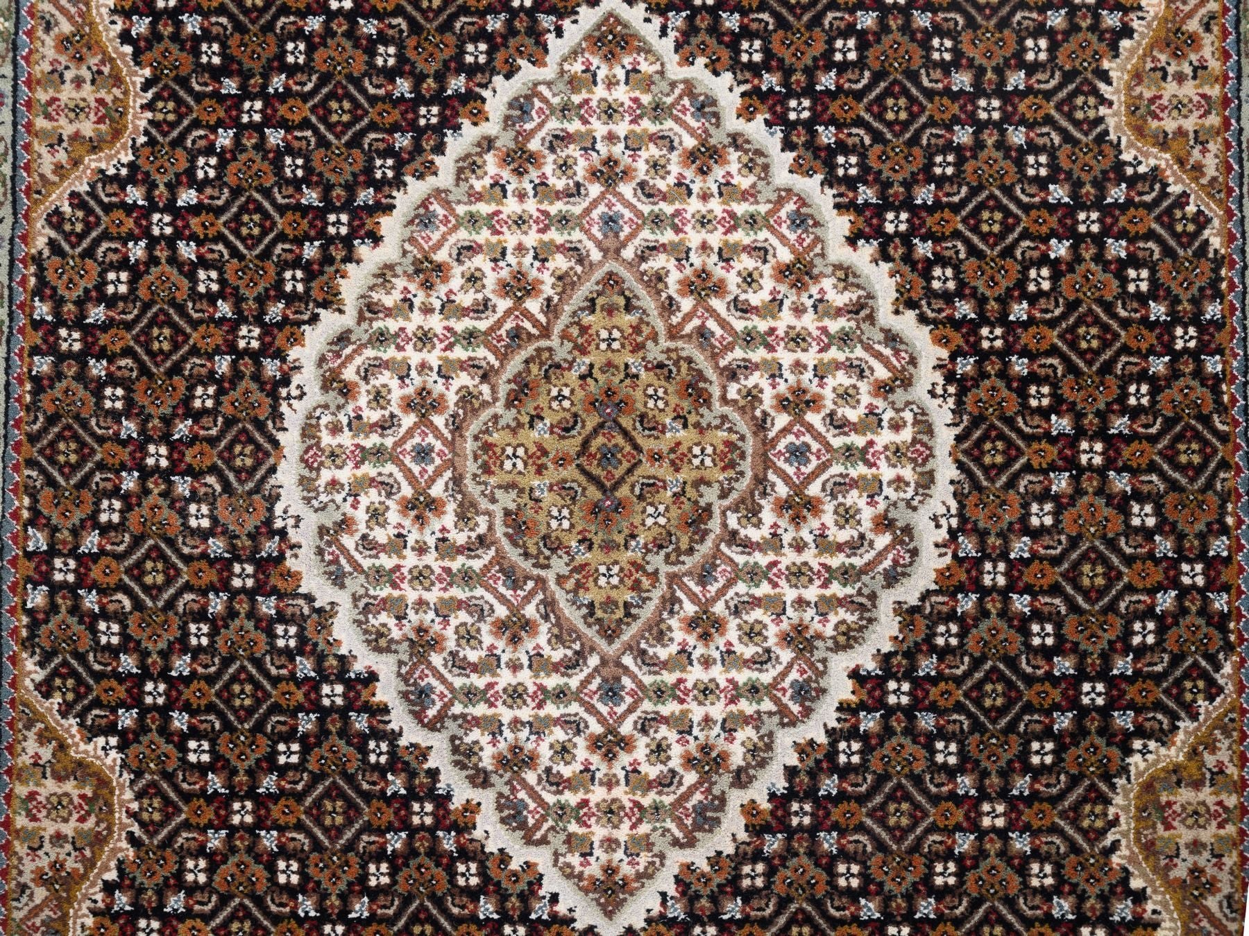 Tabriz Fine Oriental hand-knotted wool rug in Black & Ivory, 3'10" x 6' — SKU O062619 (view 5)