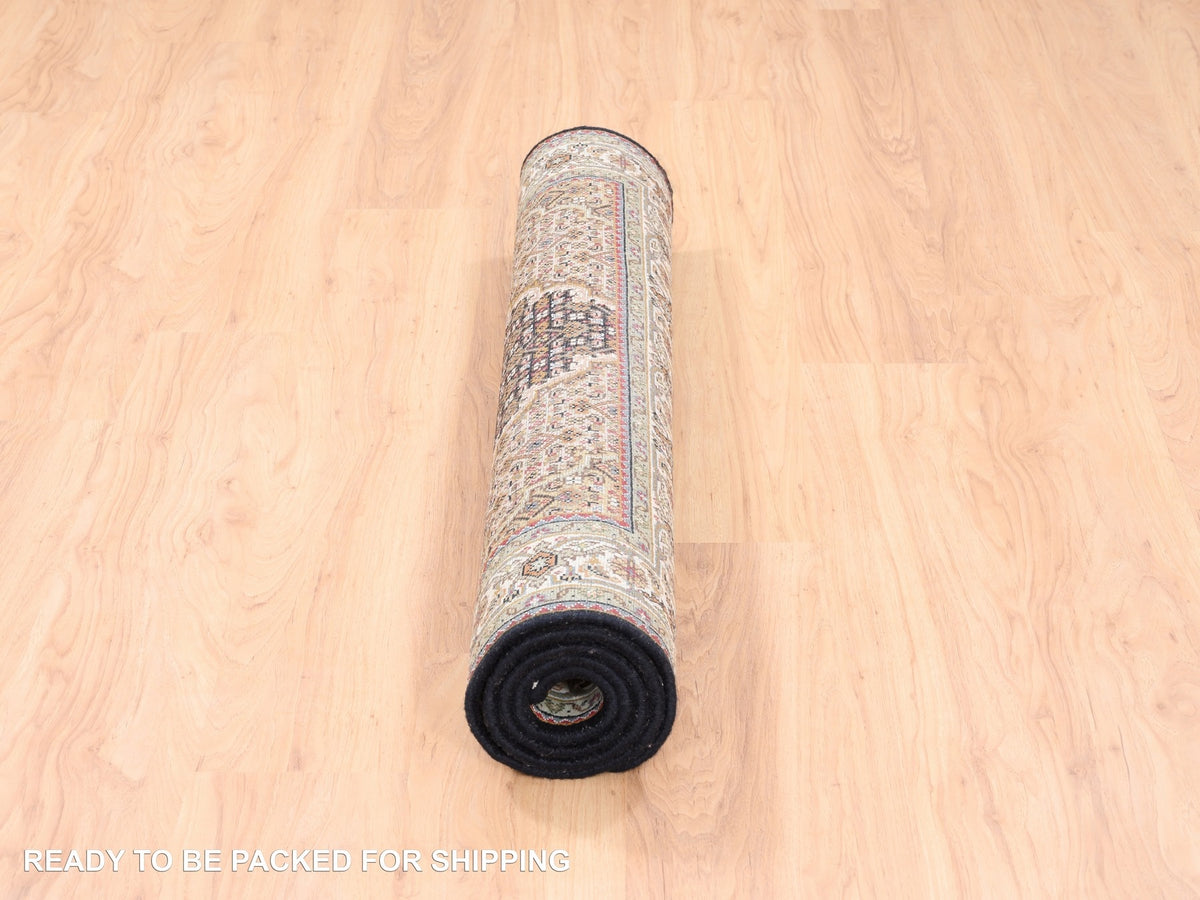 Tabriz Fine Oriental hand-knotted wool rug in Black & Ivory, 3'10" x 6' — SKU O062619 (view 6)