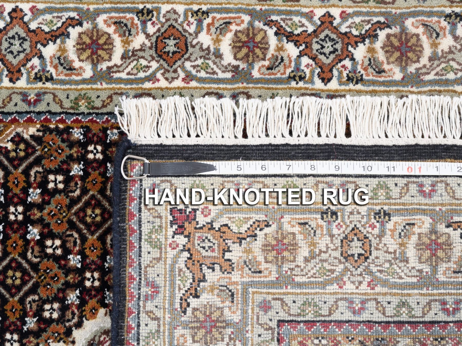 Tabriz Fine Oriental hand-knotted wool rug in Black & Ivory, 3'10" x 6' — SKU O062619 (view 8)