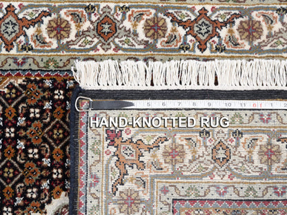 Tabriz Fine Oriental hand-knotted wool rug in Black & Ivory, 3'10" x 6' — SKU O062619 (view 8)