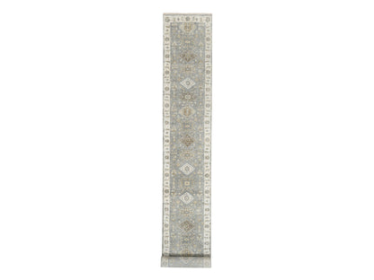 Grey 2'8" x 17'10" Traditional Hand knotted Wool Rug - Sku: O062646