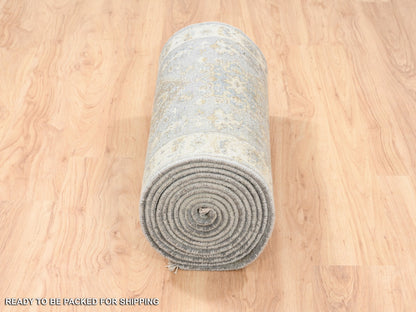 Grey 2'8" x 17'10" Traditional Hand knotted Wool Rug - Sku: O062646