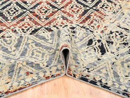Tribal & Geometric hand-knotted wool rug in Black, 8'1" x 10'1" — SKU O062649 (view 6)