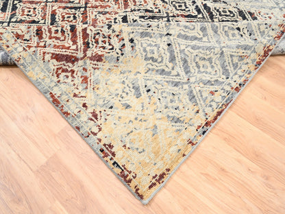 Tribal & Geometric hand-knotted wool rug in Black, 8'1" x 10'1" — SKU O062649 (view 7)