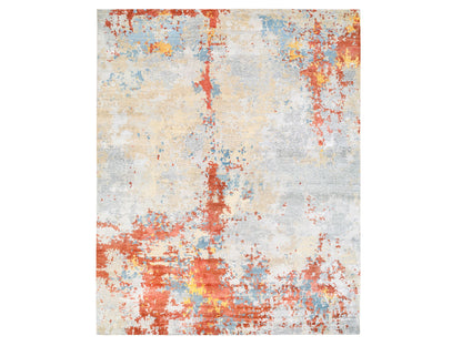Orange 11'8" x 15'0" Modern / Contemporary Hand knotted Wool/Silk Rug - Sku: O062675