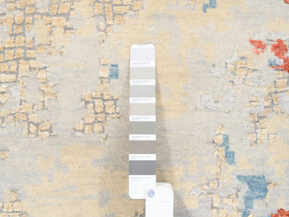Modern / Contemporary hand-knotted wool/silk rug in Orange, 11'8" x 15' — SKU O062675 (view 7)