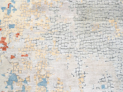 Orange 11'8" x 15'0" Modern / Contemporary Hand knotted Wool/Silk Rug - Sku: O062675