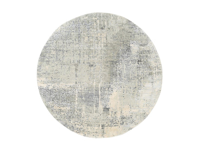 Grey 5'9" x 5'10" Modern / Contemporary Hand knotted Wool/Silk Rug - Sku: O062682