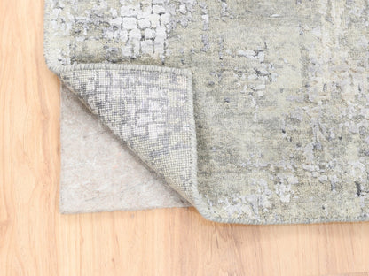 Grey 3'0" x 5'0" Modern / Contemporary Hand knotted Wool/Silk Rug - Sku: O062686