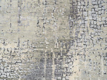 Grey 3'0" x 5'0" Modern / Contemporary Hand knotted Wool/Silk Rug - Sku: O062686