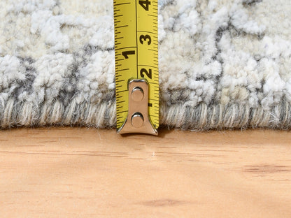 Grey 3'0" x 5'0" Modern / Contemporary Hand knotted Wool/Silk Rug - Sku: O062686
