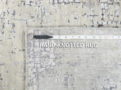 Grey 3'0" x 5'0" Modern / Contemporary Hand knotted Wool/Silk Rug - Sku: O062686
