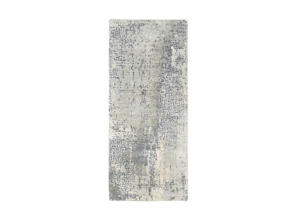 Grey 2'7" x 5'10" Modern / Contemporary Hand knotted Wool/Silk Rug - Sku: O062691