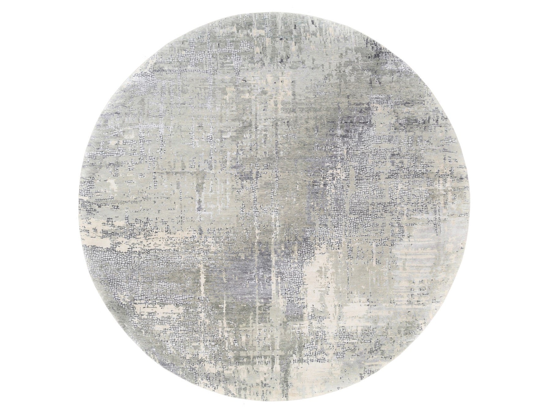 Modern / Contemporary hand-knotted wool/silk rug in Gray, 11'9" x 11'9" — SKU O062693