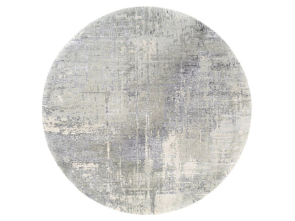 Grey 11'9" x 11'9" Modern / Contemporary Hand knotted Wool/Silk Rug - Sku: O062693