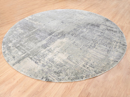 Modern / Contemporary hand-knotted wool/silk rug in Gray, 11'9" x 11'9" — SKU O062693 (view 4)