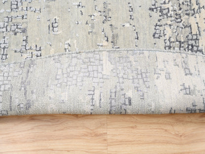 Grey 11'9" x 11'9" Modern / Contemporary Hand knotted Wool/Silk Rug - Sku: O062693