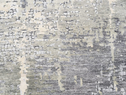 Grey 11'9" x 11'9" Modern / Contemporary Hand knotted Wool/Silk Rug - Sku: O062693