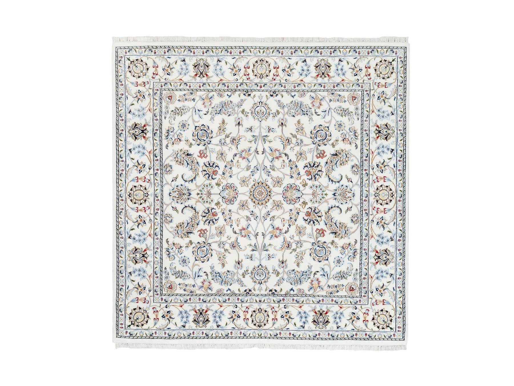 Nain Fine Oriental hand-knotted wool rug in Ivory & Marshmallow, 5'9" x 5'9" — SKU O062789