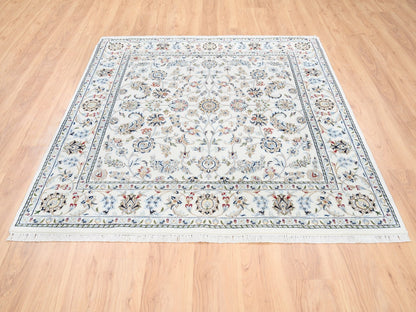 Ivory 5'9" x 5'9" Fine Oriental Hand knotted Wool Rug - Sku: O062789