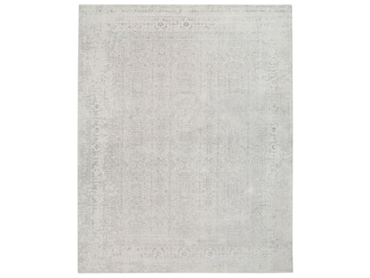 Modern / Contemporary hand-knotted wool/art silk rug in Beige, 11'10" x 14'9" — SKU O062836