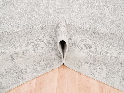 Modern / Contemporary hand-knotted wool/art silk rug in Beige, 11'10" x 14'9" — SKU O062836 (view 5)