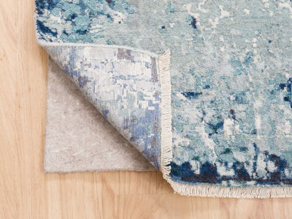 Tabriz Transitional hand-knotted wool/silk rug in Blue, 9'1" x 11'9" — SKU O062840 (view 4)