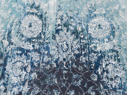 Tabriz Transitional hand-knotted wool/silk rug in Blue, 9'1" x 11'9" — SKU O062840 (view 8)