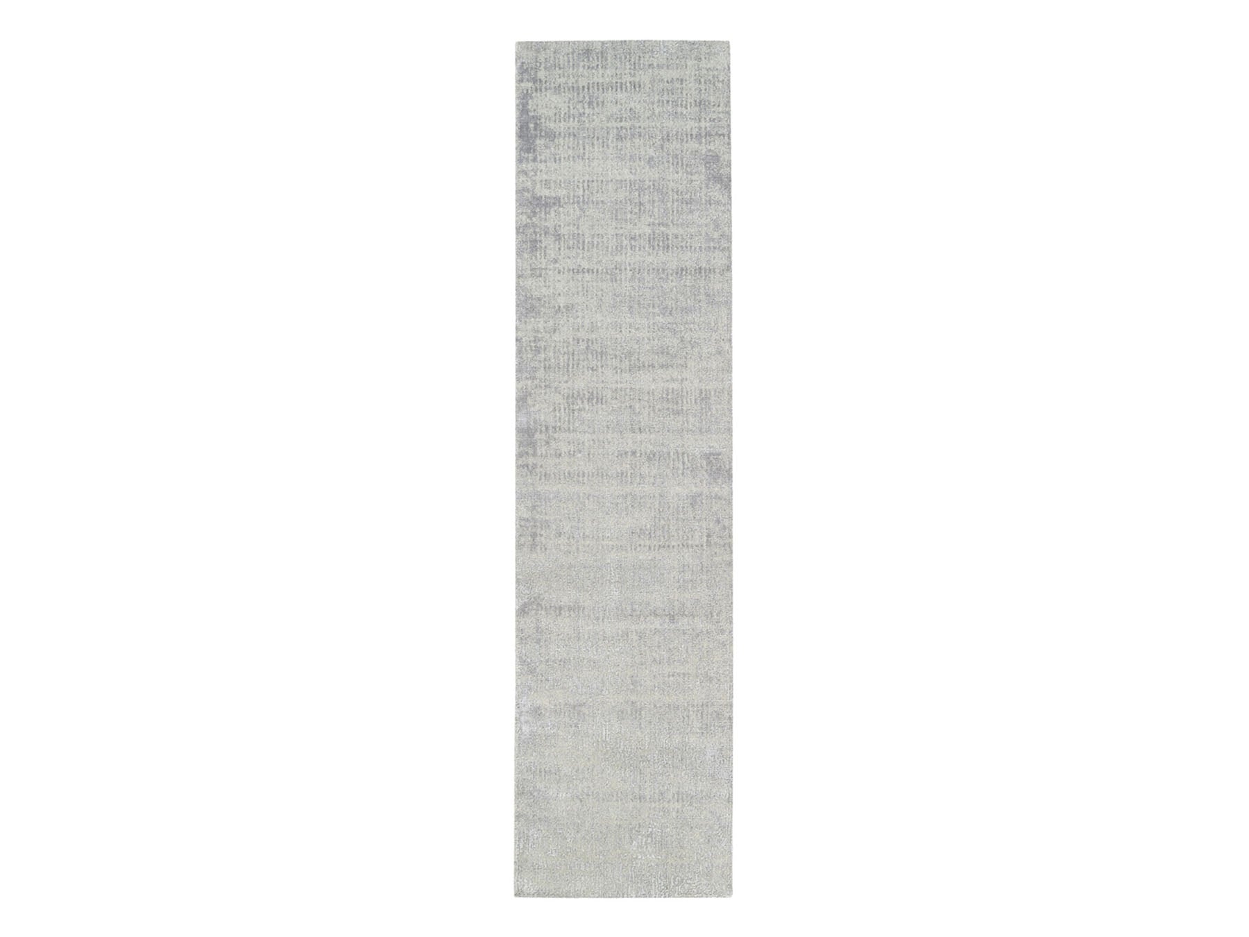 Gray 2'7" x 10'0" Modern / Contemporary Handloom Wool/Silk Rug - Sku: O062845