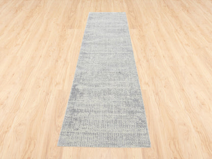 Modern / Contemporary hand-knotted wool/art silk runner in Gray, 2'7" x 10' — SKU O062845 (view 2)
