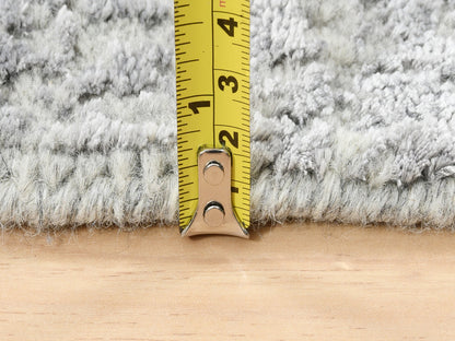 Grey 2'7" x 10'0" Modern / Contemporary Handloom Wool/Silk Rug - Sku: O062845
