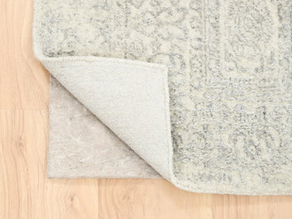 Modern / Contemporary hand-knotted wool/silk runner in Beige, 2'6" x 8' — SKU O062846 (view 3)