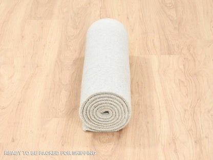 Modern / Contemporary hand-knotted wool/silk runner in Beige, 2'6" x 8' — SKU O062846 (view 6)