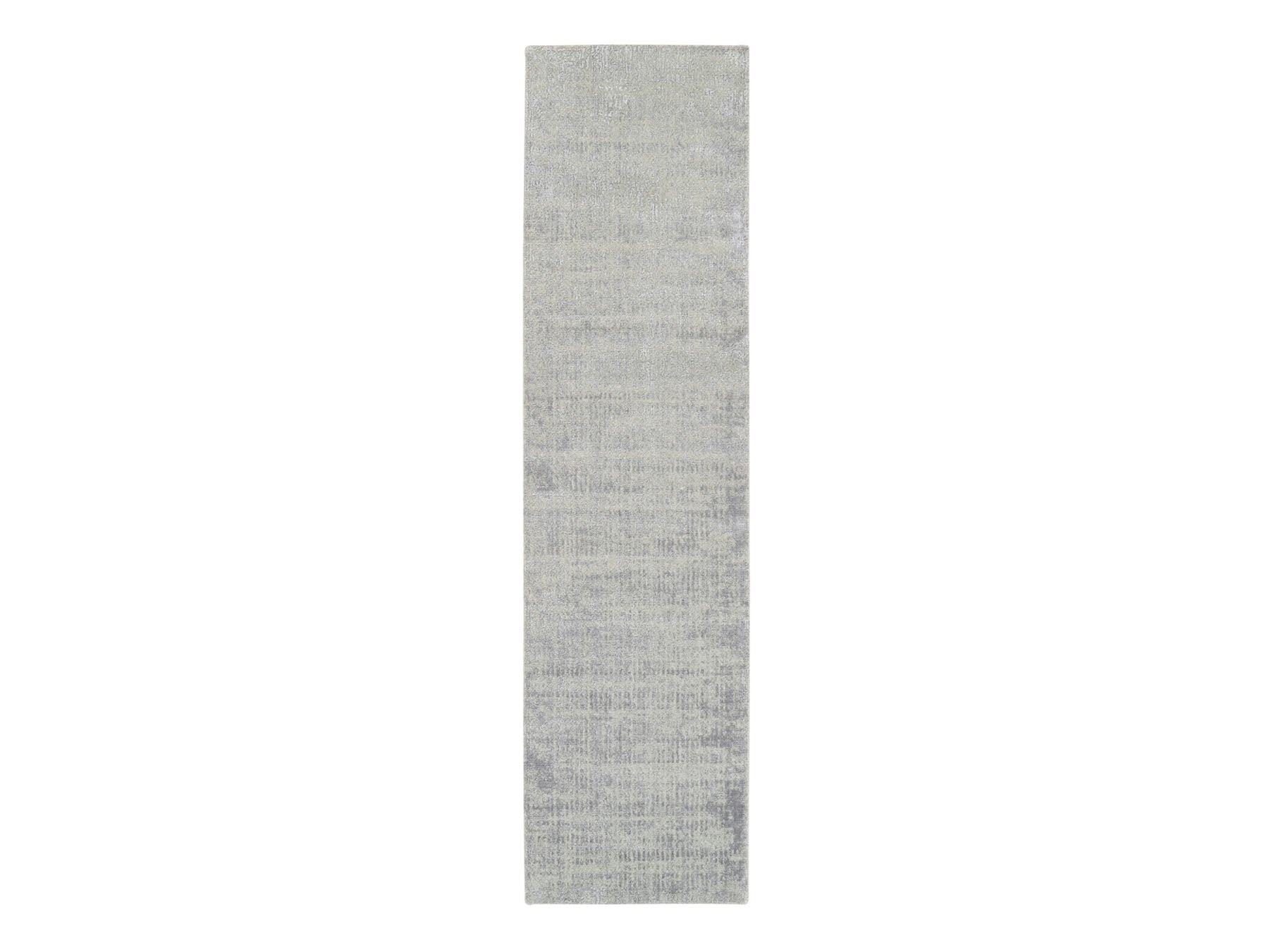 Gray 2'7" x 10'0" Modern / Contemporary Handloom Wool/Silk Rug - Sku: O062847