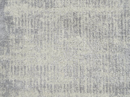 Grey 2'7" x 10'0" Modern / Contemporary Handloom Wool/Silk Rug - Sku: O062847